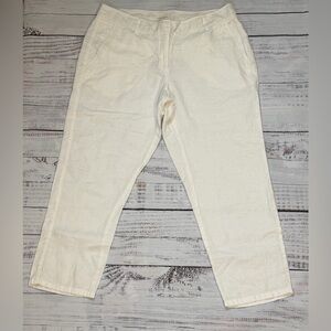 Eileen Fisher Capri Pants Womens 6 White 100% Organic Linen Lightweight
